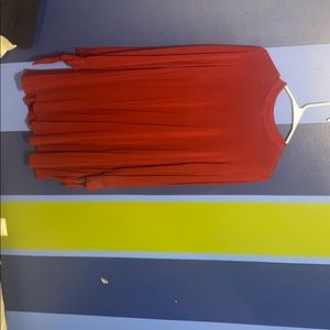 Short red long sleeve  baby doll dress